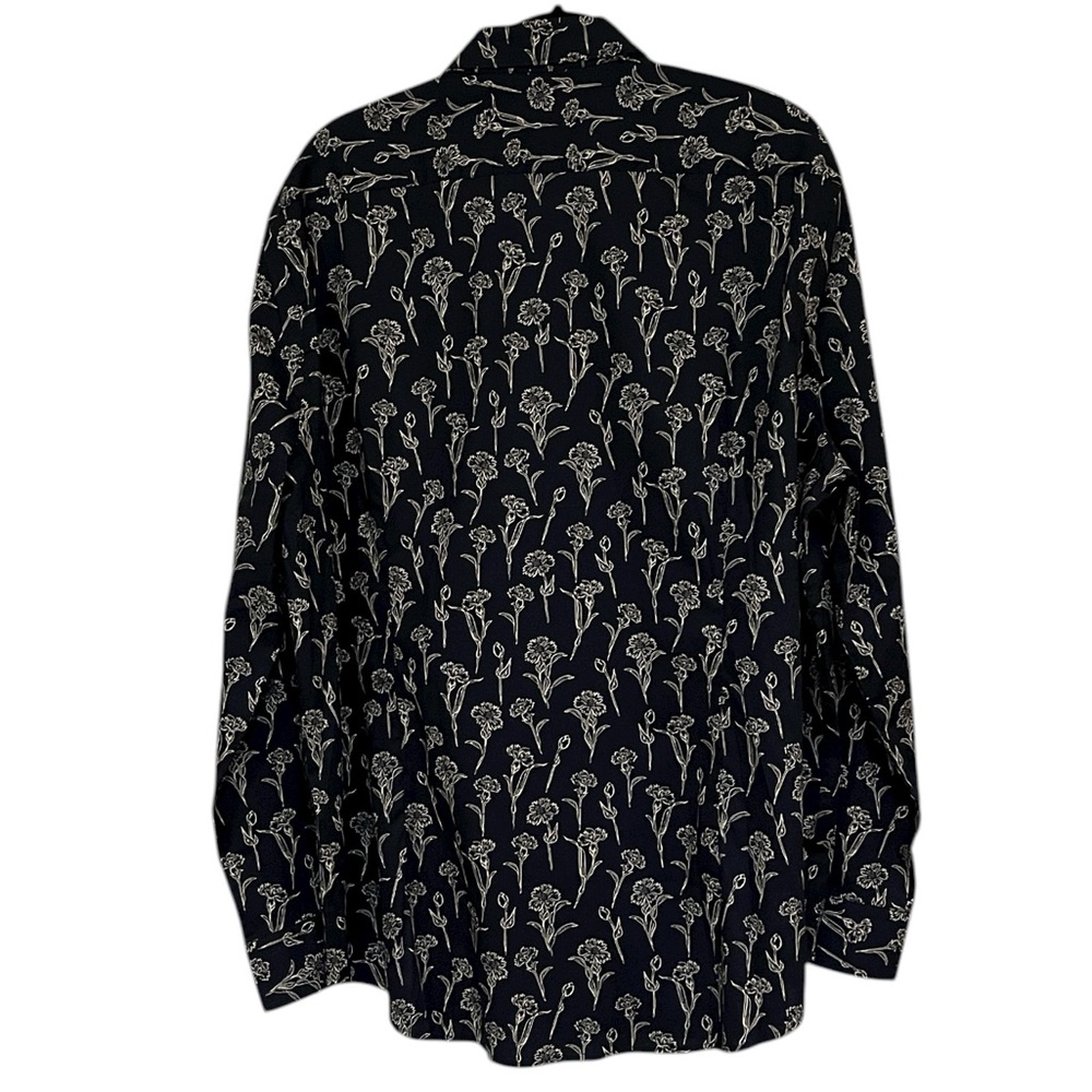 EXPRESS MENS LONG SLEEVE FLORAL PRINT BUTTON DOWN SHIRT BLU WHI SLIM FIT SIZE XL - Picture 5 of 12